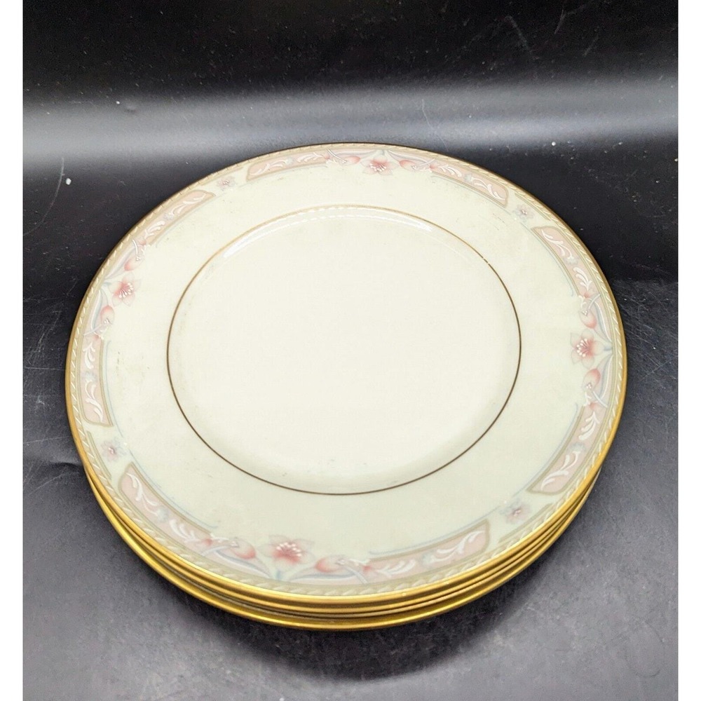 Vintage LENOX Bellaire Pattern Set/4 Salad Dessert Plate Flower Floral USA 8.5"
